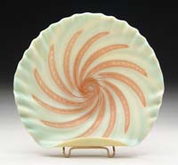 Appraisal: NORTHWOOD PULL-UP TRAY Pastel blue background with russet pull-up radial