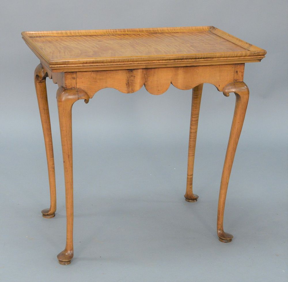 Appraisal: Queen Anne Maple and Tiger Maple Tea Table having rectangular