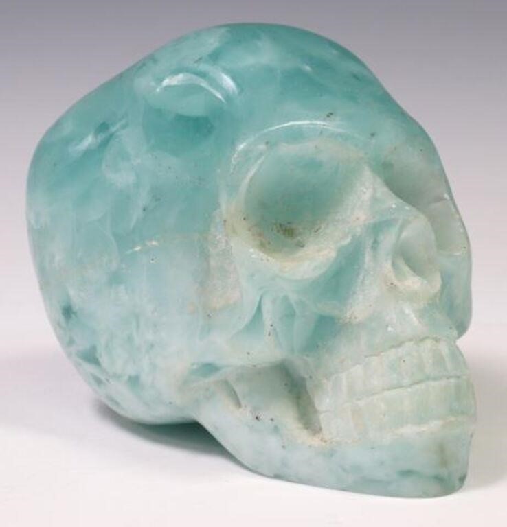 Appraisal: Carved stone model of a skull possibly fluorite approx h