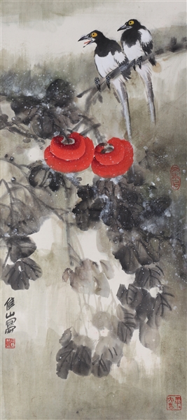 Appraisal: Chinese ink and color on paper painting mounted as scroll