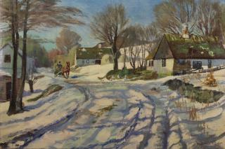 Appraisal: Signed Russian School Winter Village Scene Signed Russian School Winter