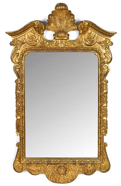 Appraisal: A George I style carved giltwood mirror th century The