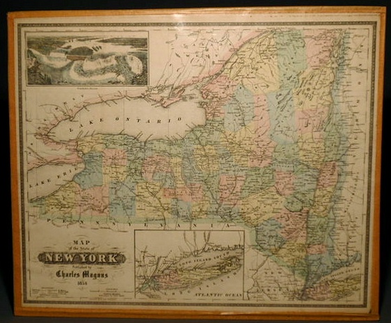 Appraisal: Colored map of New York State published by Charles Magnus