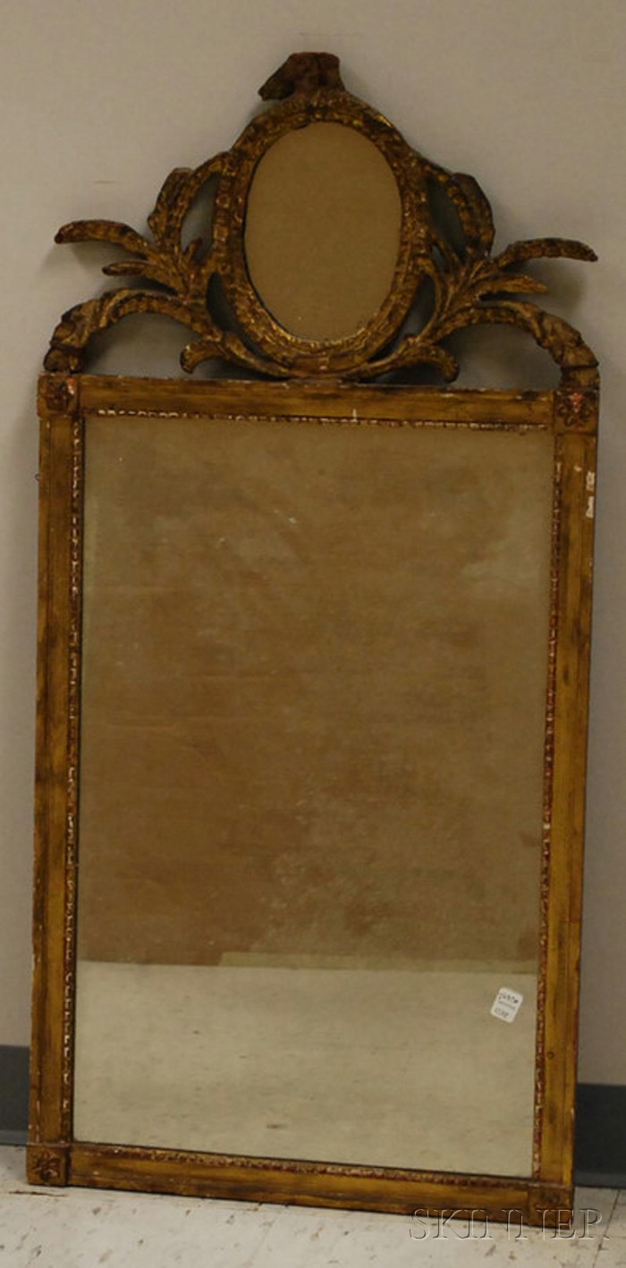 Appraisal: Neoclassical Giltwood and Gesso Mirror damage lg in