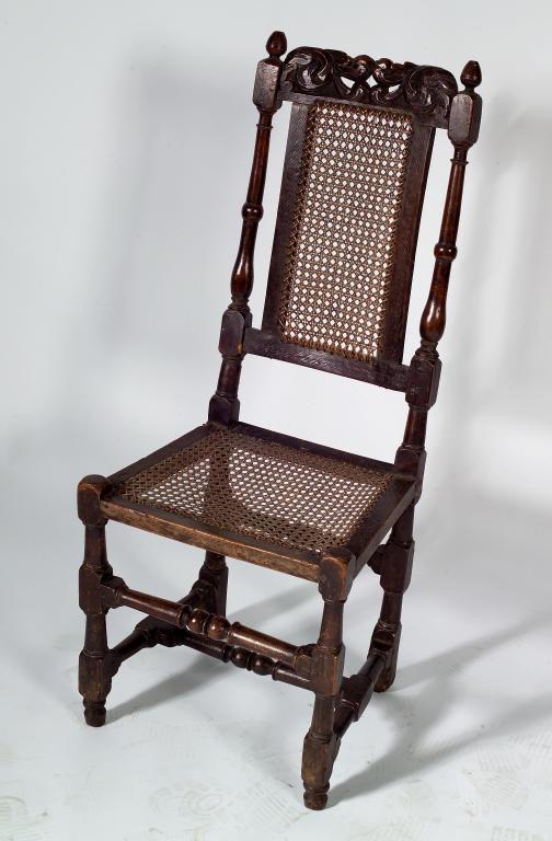 Appraisal: LATE th CENTURY OAK CANEWORK SIDE CHAIR the high back