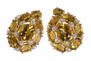 Appraisal: Pair of citrine diamond and k yellow gold earrings Pair