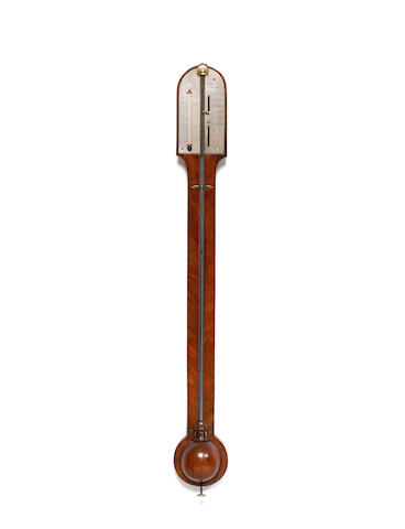 Appraisal: An early th century mahogany stick barometer the dial signed