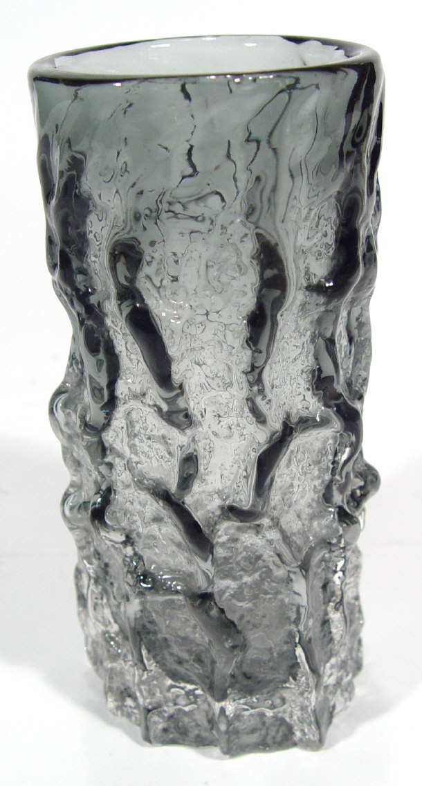 Appraisal: Whitefriars glass cylindrical bark vase of charcoal colour cm high