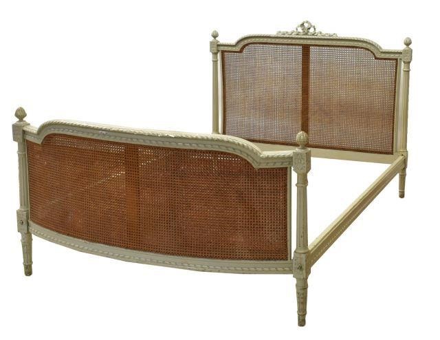 Appraisal: French Louis XVI style bed th c painted frame with