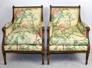 Appraisal: Pair of Louis XVI style bergeres A pair of Louis