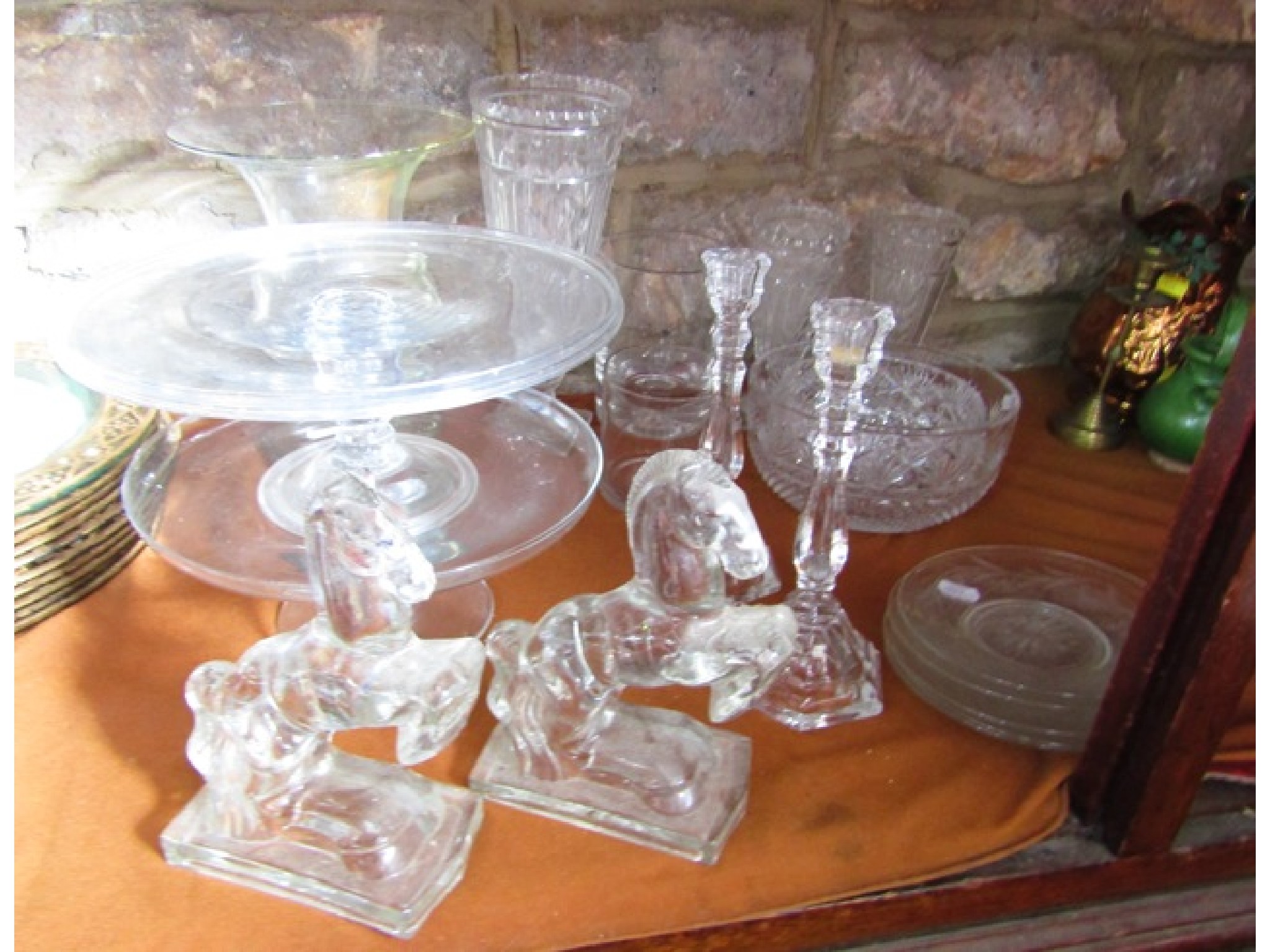 Appraisal: Assorted clear glass wares to include a pair of footed