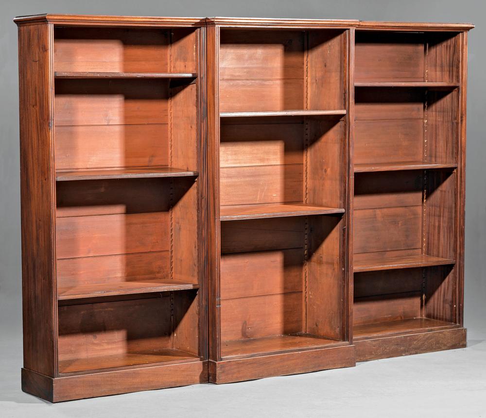 Appraisal: American or English Mahogany Open Breakfront Bookcase th c and