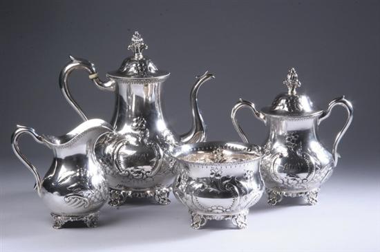 Appraisal: FOUR-PIECE BENNETT BRO COIN SILVER COFFEE SERVICE Philadelphia Circa Including