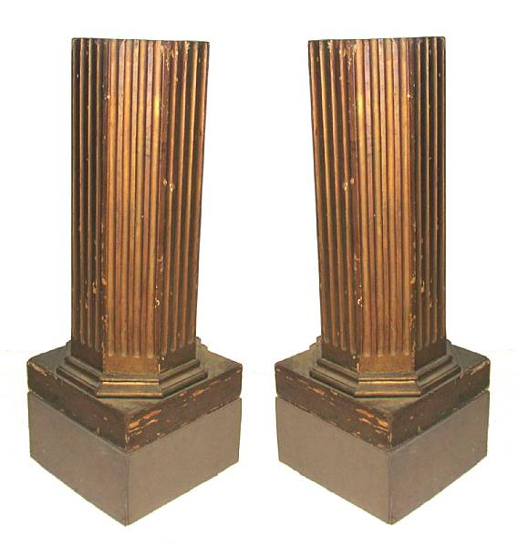 Appraisal: A pair of Neoclassical style giltwood fluted pedestals height in