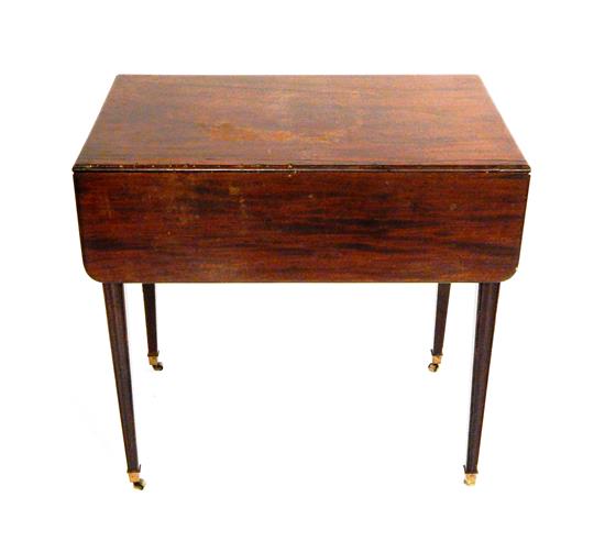 Appraisal: English Hepplewhite Pembroke drop leaf table mahogany single drawer stamped