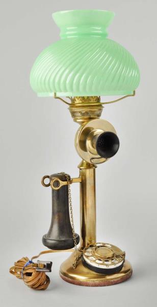 Appraisal: Candlestick Telephone Lamp This candlestick phone has been turned into