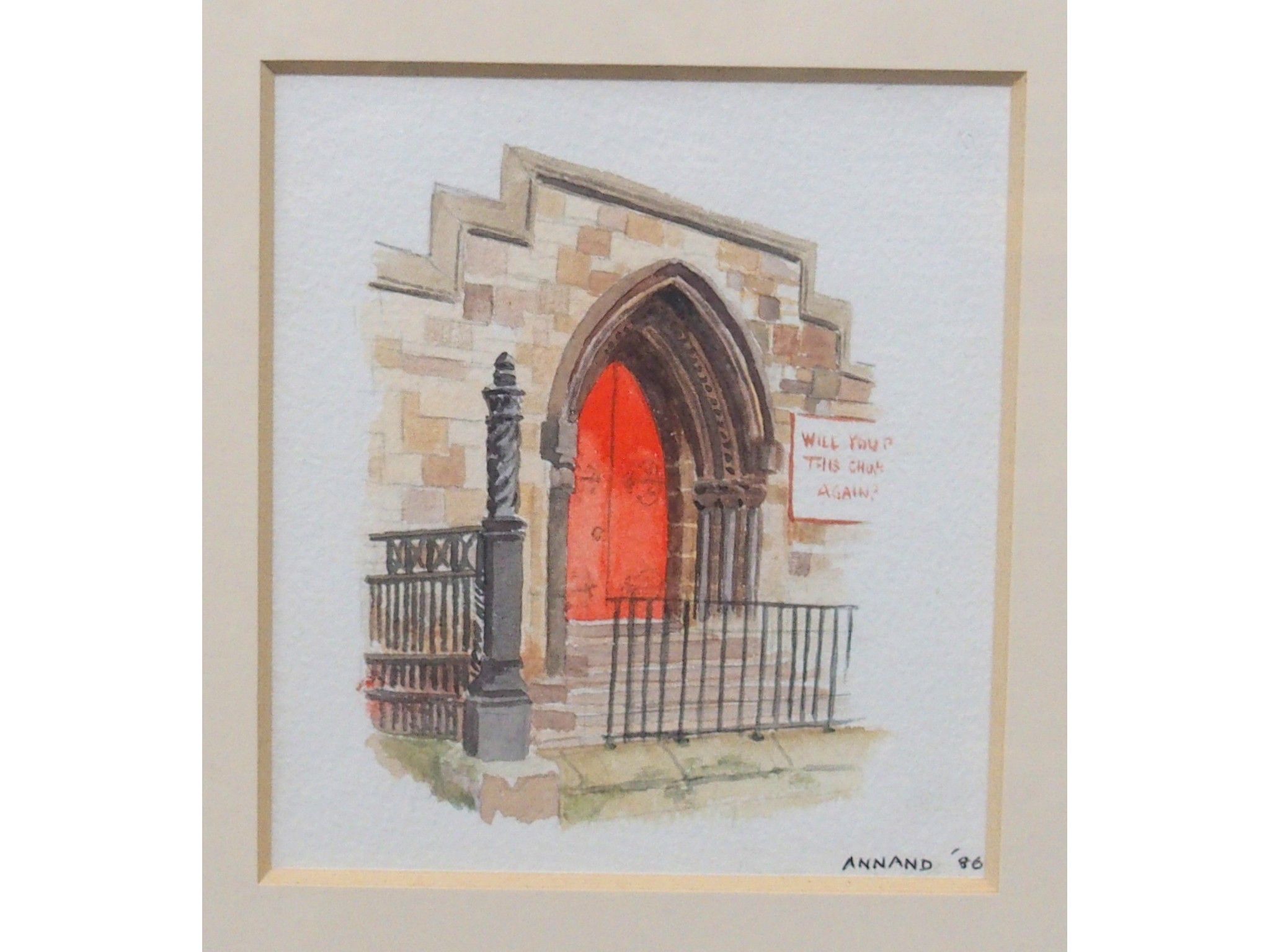 Appraisal: LOUISE ANNAND Church Door Woodside signed and dated watercolourillustrated in