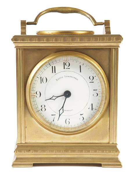 Appraisal: A gilt bronze carriage timepiece Surmounted by a compass and