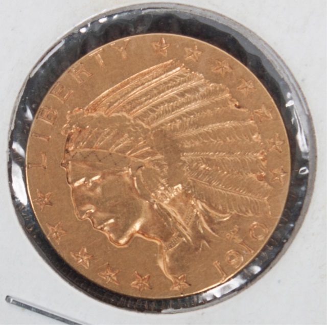 Appraisal: U S Indian Head type gold half eagle VF-