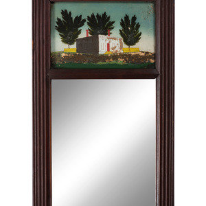 Appraisal: A Classical Reverse Painted Panel Inset Looking Glass th Century