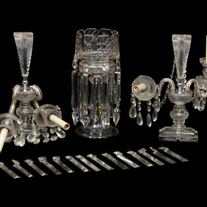 Appraisal: A Pair of Cut Glass Two-Light Candelabra and a Similar