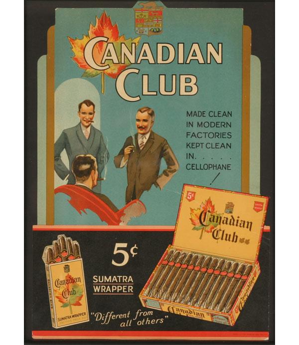 Appraisal: Canadian Club cigars die-cut advertising sign x Some visible creasing