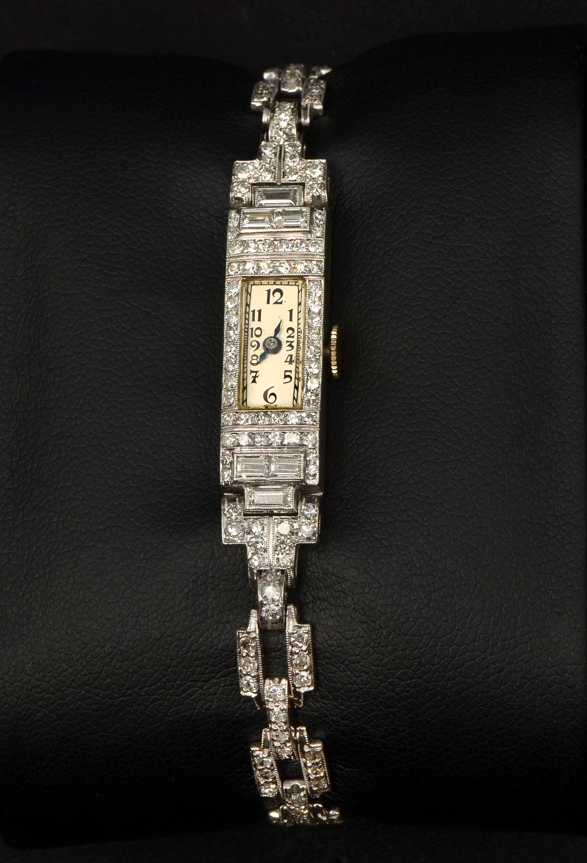 Appraisal: PLATINUM ART-DECO CTW DIAMOND JEWEL WATCH Ladies dress watch in