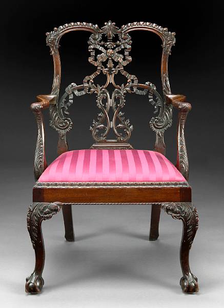 Appraisal: A George III style carved mahogany armchair late th century