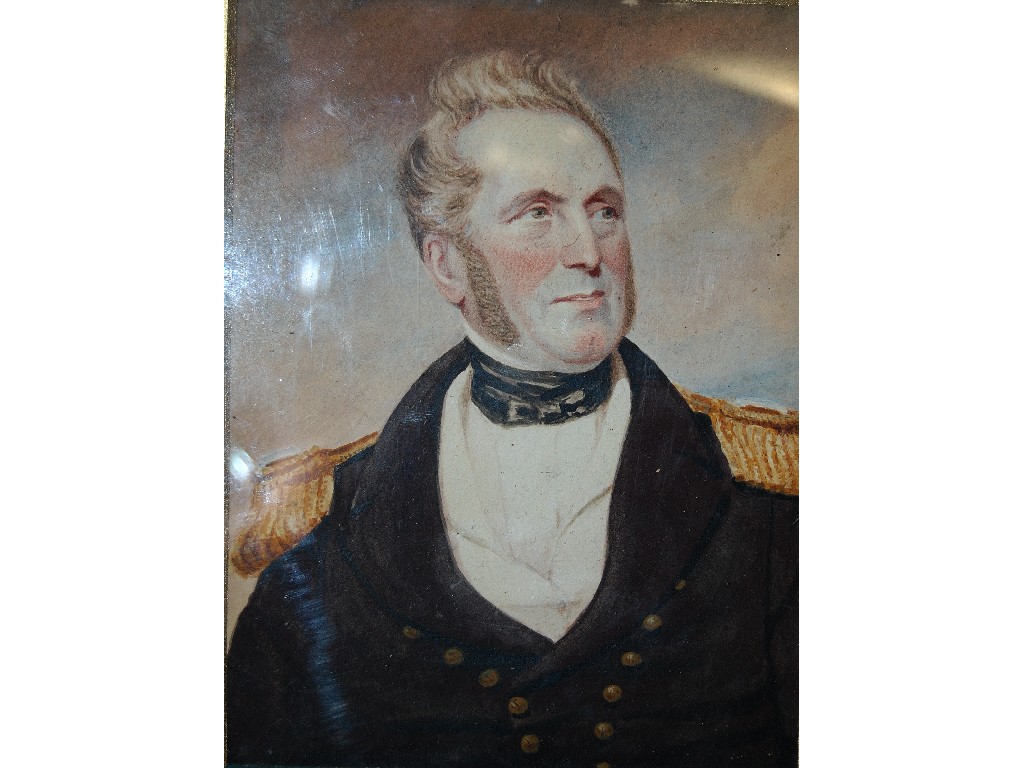 Appraisal: th century grey-haired naval officer watercolour x cm