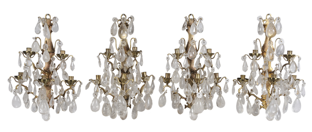 Appraisal: Set of Four Rock Crystal Sconces Continental th century each