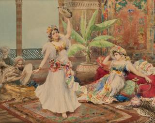 Appraisal: FABIO FABBI ITALIAN - Harem Dancers watercolor on paper x