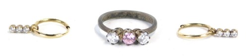 Appraisal: A silver paste stone set dress ring set with pink