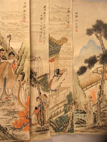 Appraisal: Set of four Chinese paintings attributed to shen xinhai Of