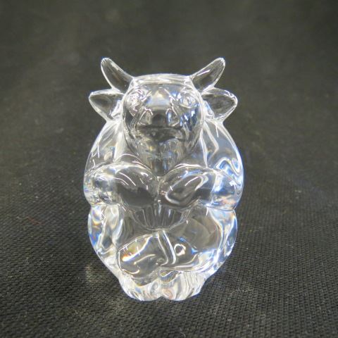 Appraisal: Steuben Crystal Figural Bull Paperweightor hand cooler signed excellent