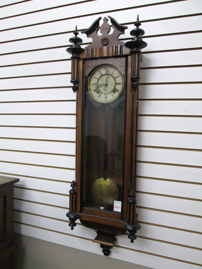 Appraisal: ANGLO-AMERICAN LONGCASE WALL CLOCK The Caledonian Registered lyre-shaped American style