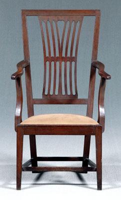 Appraisal: Virginia Chippendale open armchair walnut throughout with remnants of poplar