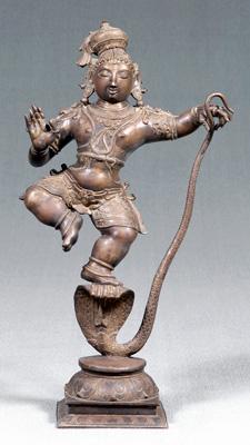 Appraisal: Indian bronze Krishna Chola style depicted as a boy subduing