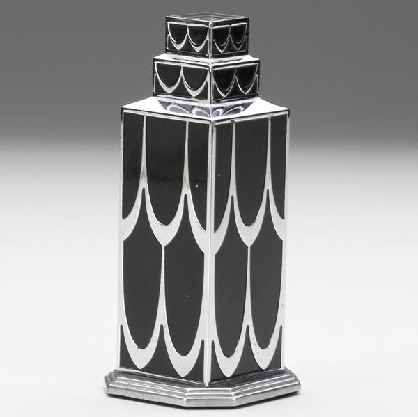 Appraisal: LALIQUELUCIEN LELONGBlack enamel on frosted glass Art Deco perfume in