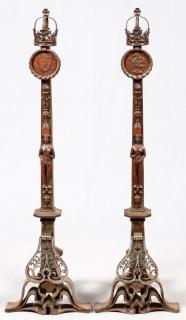 Appraisal: EUROPEAN IRON FIGURAL ANDIRONS PAIR EUROPEAN IRON FIGURAL ANDIRONS PAIR