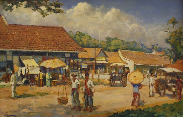 Appraisal: Henk Ngantung Indonesian - Untitled oil on board signed and