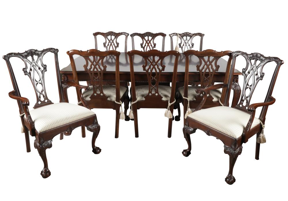 Appraisal: E J VICTOR CHIPPENDALE-STYLE MAHOGANY DINING SETwith manufacturer's label comprising