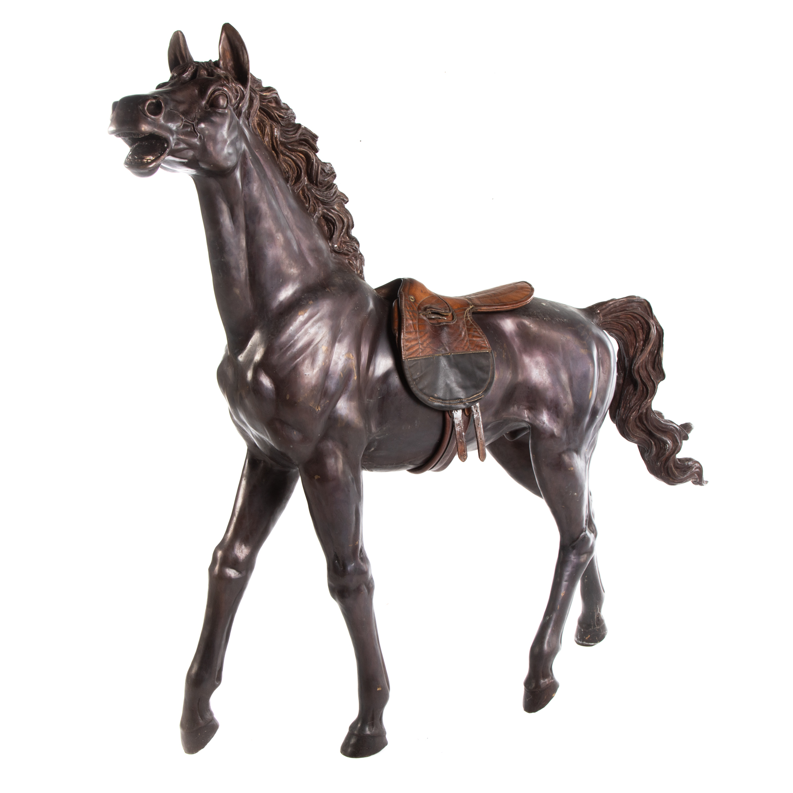 Appraisal: LIFE SIZE HOLLOW CAST HORSE BRONZE Prancing horse with removable