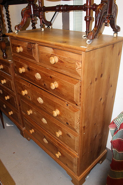 Appraisal: A TALL PINE CHEST of two short and four long