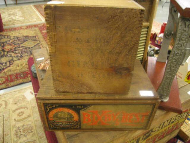 Appraisal: Victorian Wooden Boxes Bixby's Best Shoe Polish and a ginger