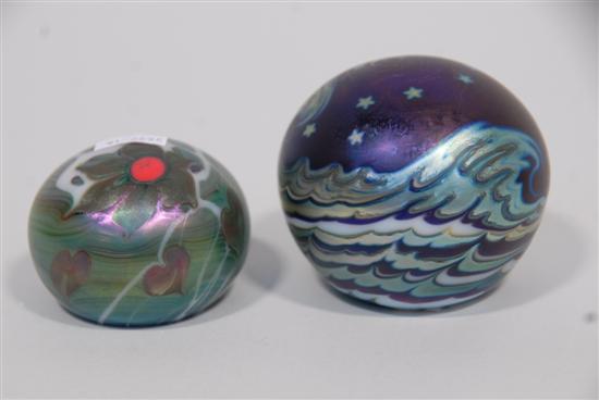 Appraisal: Two art glass paperweight one signed orient and flumer