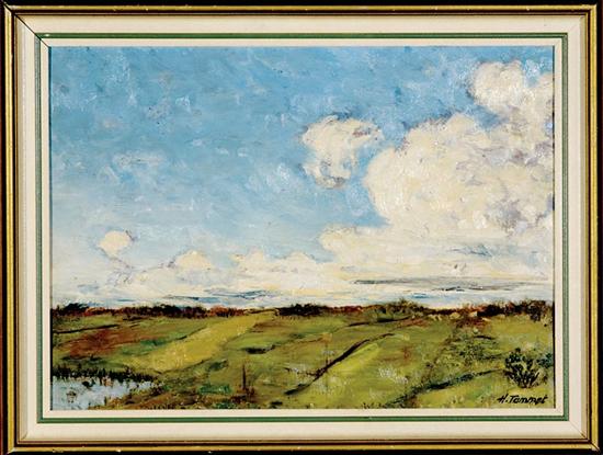 Appraisal: H Tammet American school th century MARSHLANDS oil on panel