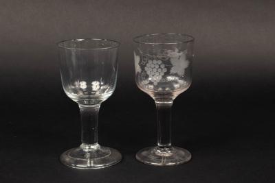 Appraisal: An English plain stem wine goblet with bucket bowl and