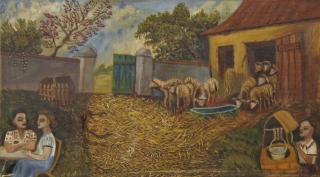 Appraisal: Myron Lechay - New Orleans Barnyard Scene with Figures th