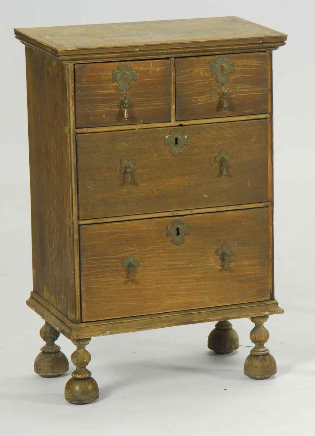 Appraisal: SMALL ANTIQUE DUTCH FOUR-DRAWER CHESTCirca In pine Family documents included