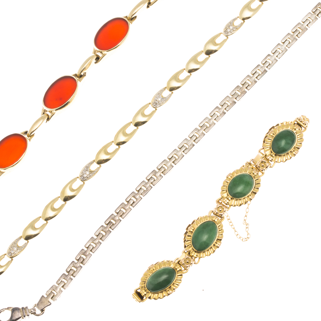 Appraisal: A collection of gem set bracelets to include a ct